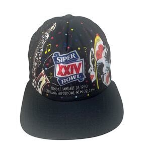 Vintage Super Bowl XXIV 1990 New Orleans Snapback Hat Black Mesh New Era